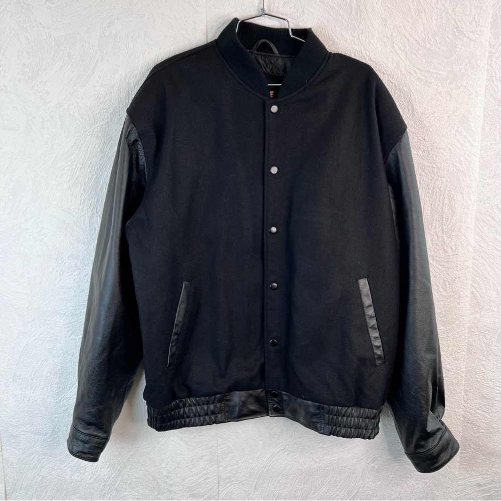 Usa Wool and Leather Black Varsity Jacket Size 2x